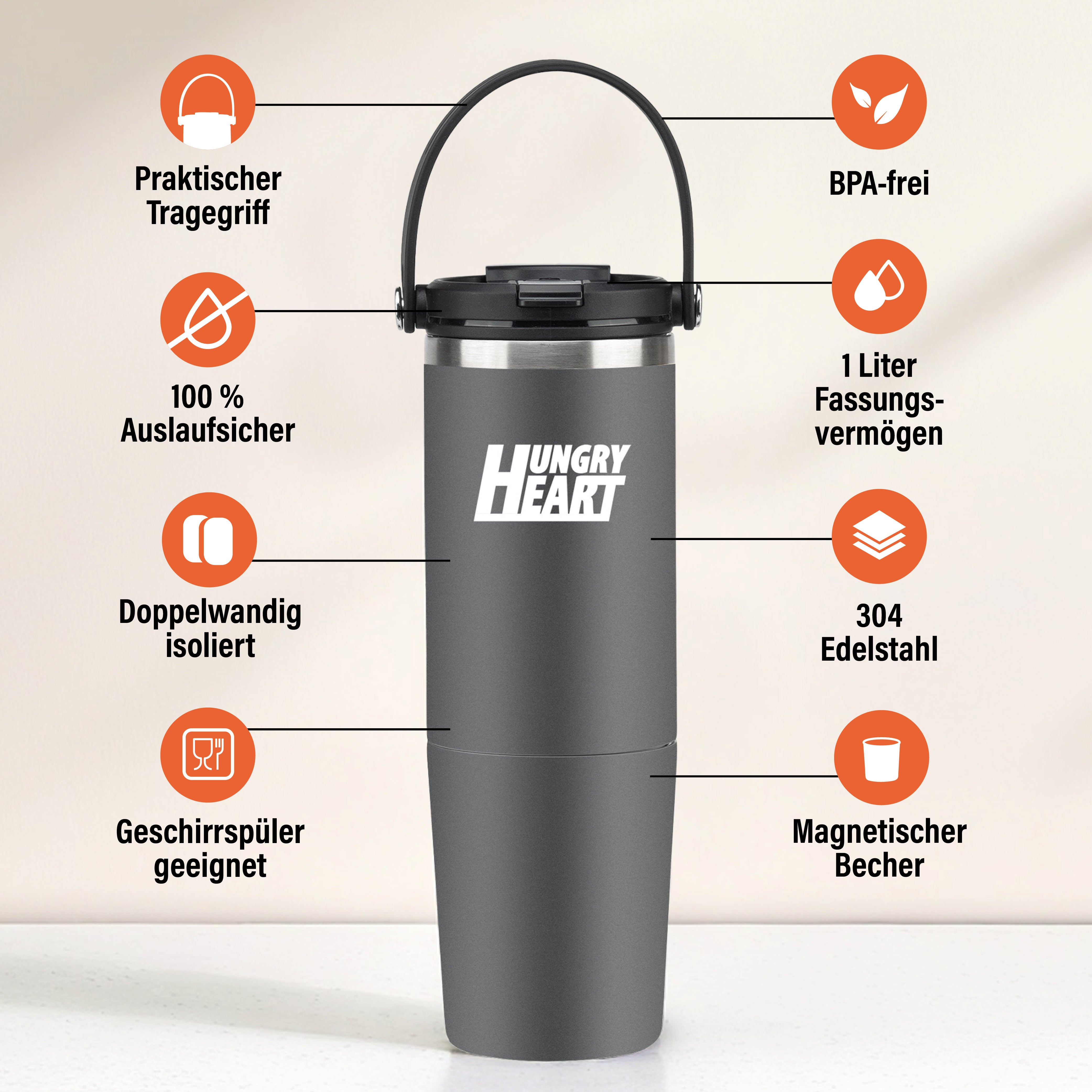 Hungry Heart Thermos flask 1 l